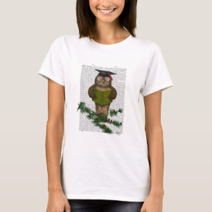 Owl Reading on Branch T-Shirt