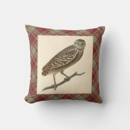 Owl Red Orange Kariert Throw Kissen