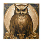 Owl Retro Art Déco Fliese (Vorderseite)