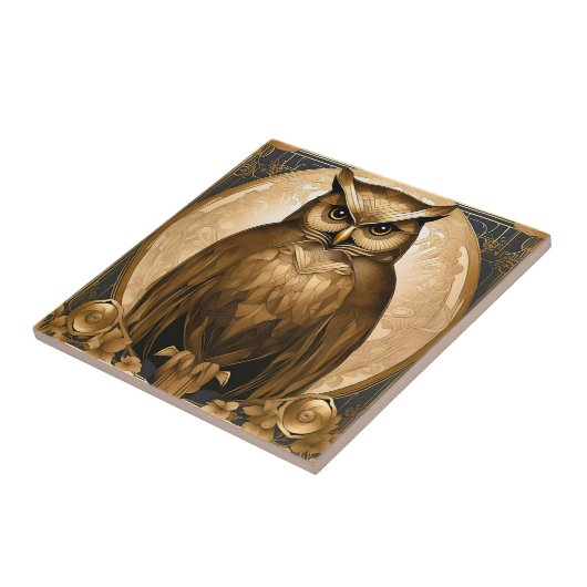 Owl Retro Art Déco Fliese (Seite)