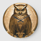 Owl Retro Art Déco Große Wanduhr (Vorderseite)