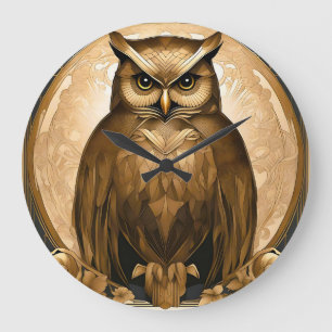 Owl Retro Art Déco Große Wanduhr