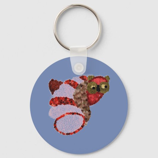 Owl Round Button Keyring Schlüsselanhänger (Vorderseite)