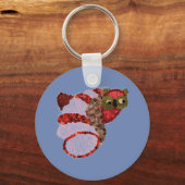 Owl Round Button Keyring Schlüsselanhänger (Vorderseite)