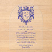 Owl Royal Crest Monogram Arch Wedding Invitation Acryleinladungen (Vorderseite)
