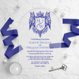 Owl Royal Crest Monogram Arch Wedding Invitation Acryleinladungen