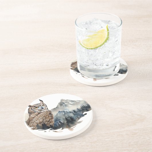 Owl Sandstone Untersetzer (Seite)