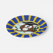 Owl School Colors Blue and Gold Abschluss Pappteller (Schrägansicht)
