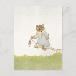 Owl Schoolmarm Rings Bluebell Postkarte