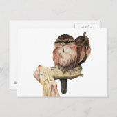 Owl Siblings Wasserfarbenportrait Postkarte (Vorne/Hinten)