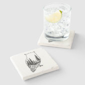 Owl Silhouette with Forest Scene Steinuntersetzer (Seitenansicht)