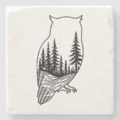 Owl Silhouette with Forest Scene Steinuntersetzer (Vorderseite)