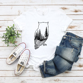 Owl Silhouette with Forest Scene T-Shirt