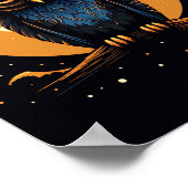 Owl sitzt auf Baumzweig Vollmond Poster (Ecke)