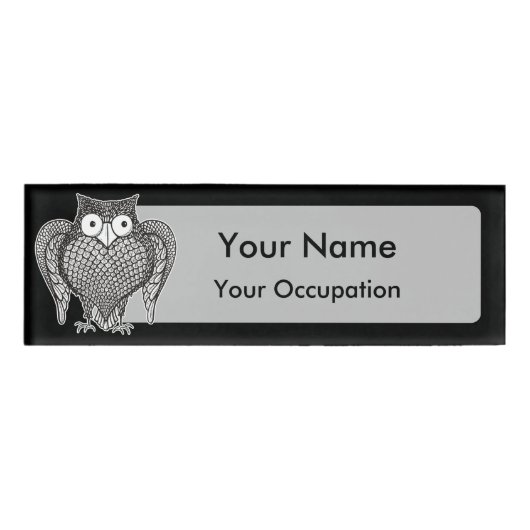 Owl Sketch Cartoon Namenschild (Vorderseite)