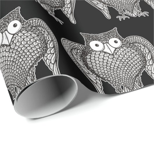 Owl Sketch Muster Geschenkpapier (Rolleneckpunkt)