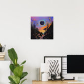 Owl Skull Black Moon Witchy AI Art Matt Value Poster (Heimbüro)