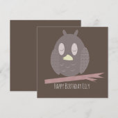 Owl Sleeping Happy Birthday Name Card (Vorne/Hinten)