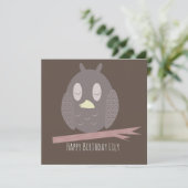 Owl Sleeping Happy Birthday Name Card (Stehend Vorderseite)