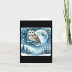 Owl Snowboarden über Moonlit Snowy Landschaft. Sno Karte