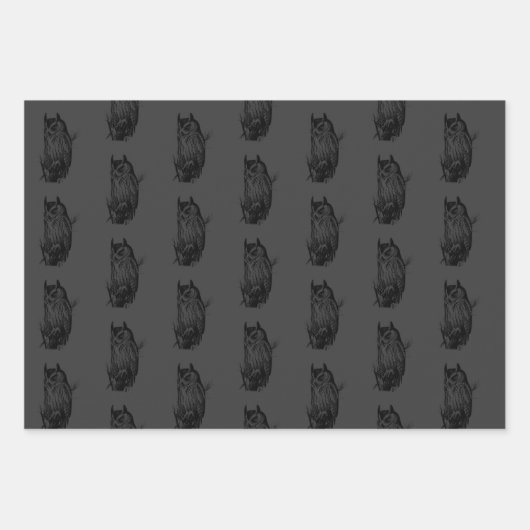 Owl Spinne Evil Eye | Schwarz auf Grau | Geschenkpapier Set (Vorderseite 3)