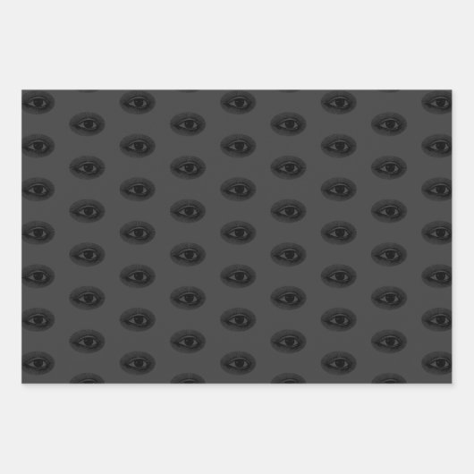 Owl Spinne Evil Eye | Schwarz auf Grau | Geschenkpapier Set (Vorderseite 2)