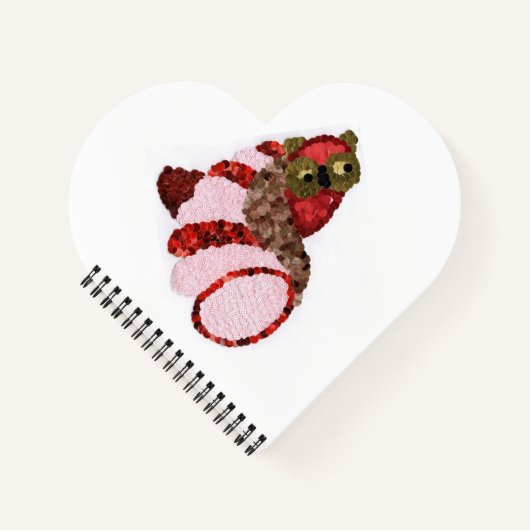 Owl Spiral Bound Heart Notebook Notizblock (Vorderseite)