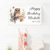 Owl Spring Flowers Schmetterlinge Happy Birthday N Banner (Insitu)