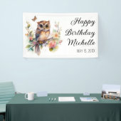 Owl Spring Flowers Schmetterlinge Happy Birthday N Banner (Messeveranstaltung)