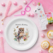 Owl Spring Flowers Schmetterlinge Happy Birthday N Pappteller (Party)