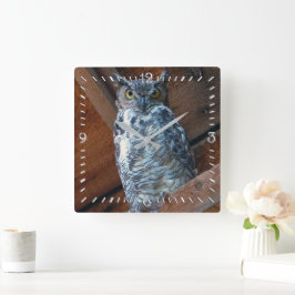 Owl Square Clock Quadratische Wanduhr
