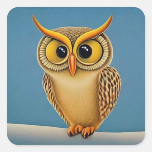 Owl Square Sticker (Vorderseite)