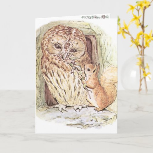 Owl & Squirrel III Greeting Card Karte (Gelbe Blume)