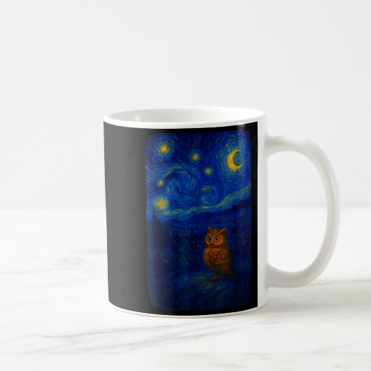 Owl Starry Cute Night Van Gogh Owl Bird Lovers Wom Kaffeetasse (Rechts)