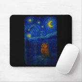 Owl Starry Cute Night Van Gogh Owl Bird Lovers Wom Mousepad (Mit Mouse)