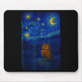 Owl Starry Cute Night Van Gogh Owl Bird Lovers Wom Mousepad (Vorne)
