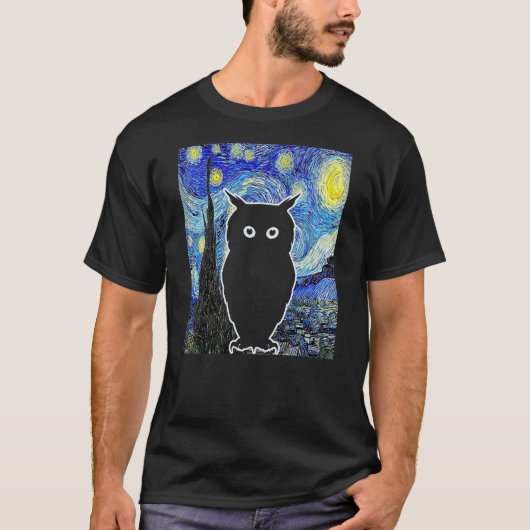 Owl Starry Night Owl Lover Van Gogh Owl Birdwatchi T-Shirt (Vorderseite)