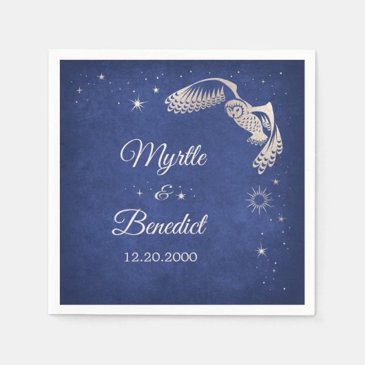Owl Stars Wizard Blue Magic Wedding Napkins Serviette (Vorderseite)