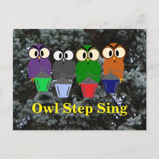 Owl Step Sing Bryn Mawr Lanterns in Bäumen Postkarte (Vorderseite)