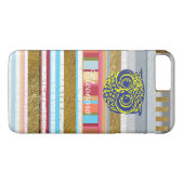 owl, stripes & name Case-Mate iPhone hülle (Rückseite (Horizontal))