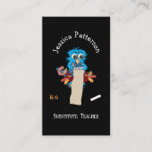 Owl Sub Teacher Black Vertical Business Cards Visitenkarte (Vorderseite)