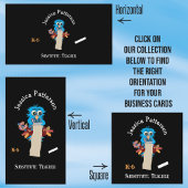 Owl Sub Teacher Black Vertical Business Cards Visitenkarte