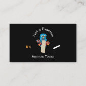 Owl Substitute Teacher Black Contact Cards Visitenkarte (Vorderseite)