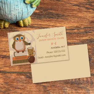 Owl Substitution Teacher Standard Business Cards Visitenkarte