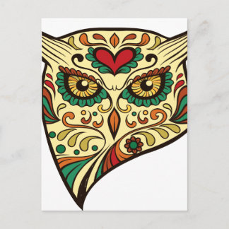Owl Sugar Skull Postkarte