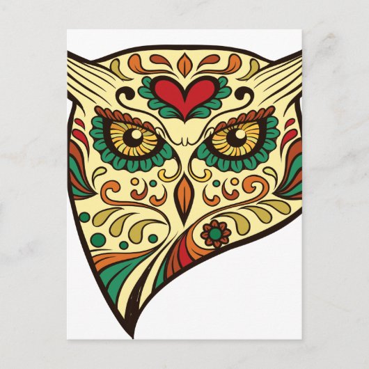Owl Sugar Skull Postkarte (Vorderseite)