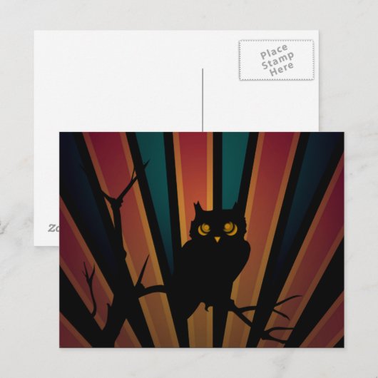 Owl Sunset Postcard Postkarte (Vorne/Hinten)