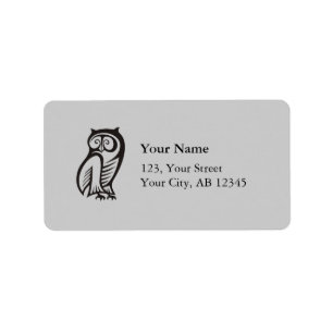 Owl-Symbol Schwarz Adressaufkleber