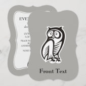 Owl-Symbol Schwarz Einladung (Vorne/Hinten)