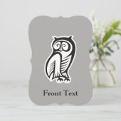 Owl-Symbol Schwarz Einladung (Stehend Vorderseite)